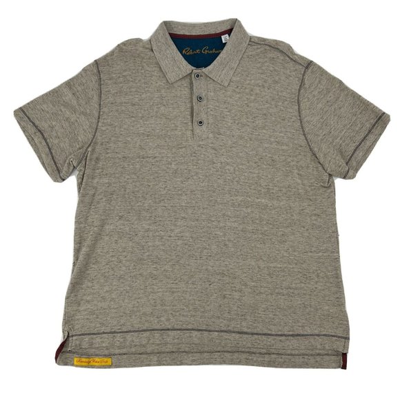 Robert Graham Shirt Mens XL Beige Classic Fit Short‎ Sleeve Polo - Picture 1 of 11